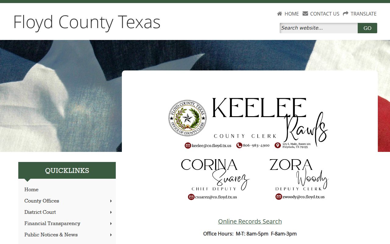 Floyd County criminal court case County Clerk hours and filing information