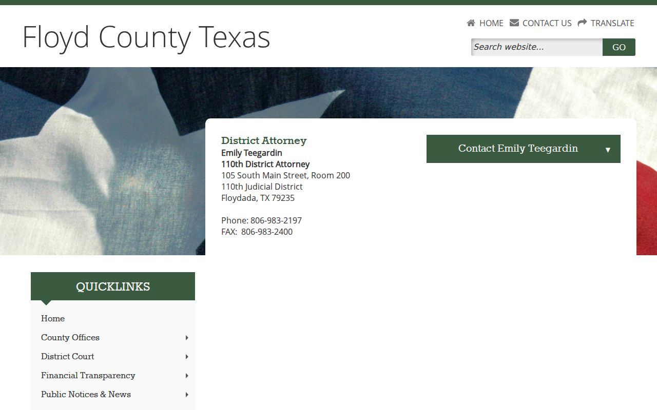 Floyd County criminal court case District Attorney contact form