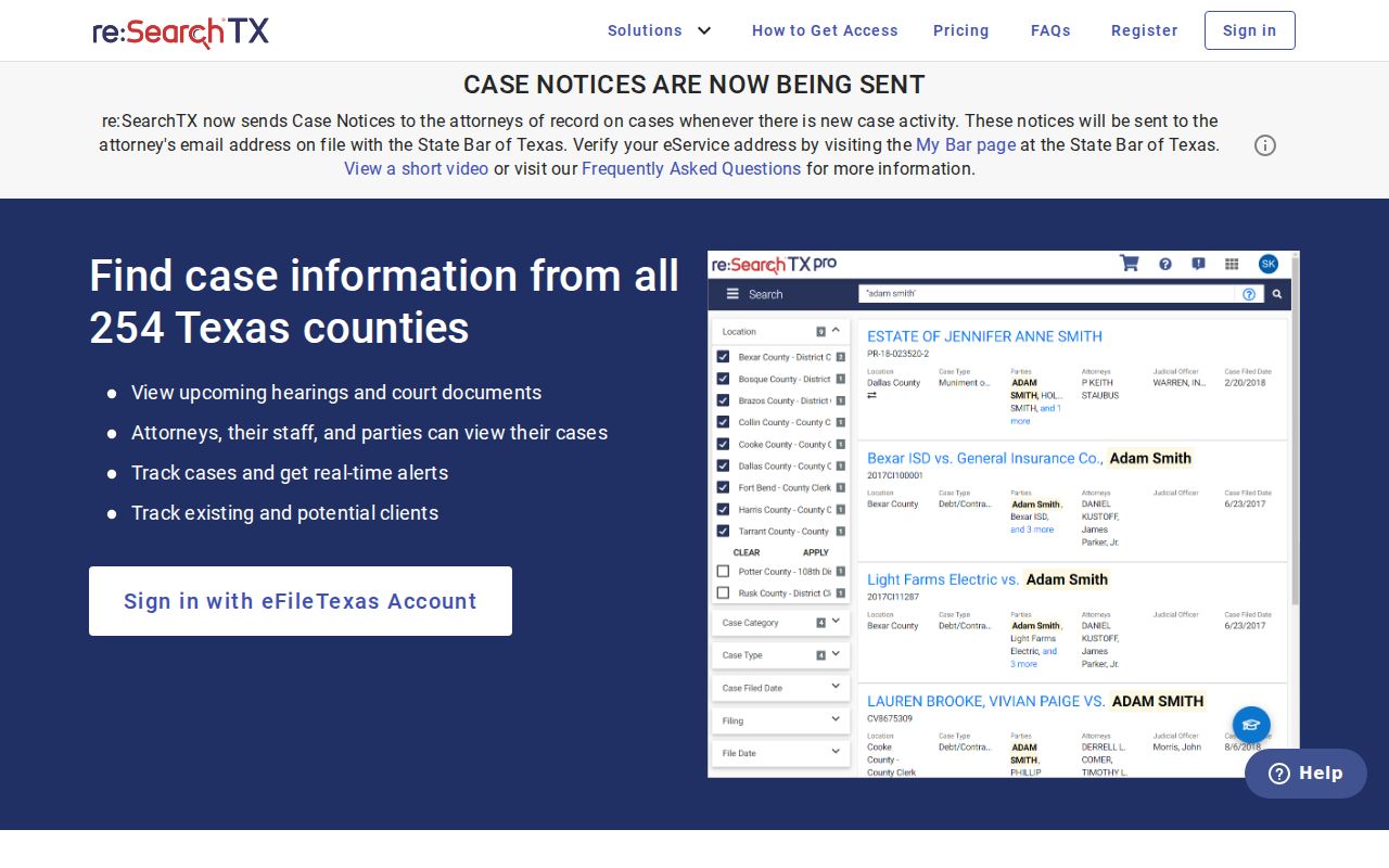 Floyd County criminal court case research through the reSearchTX interface