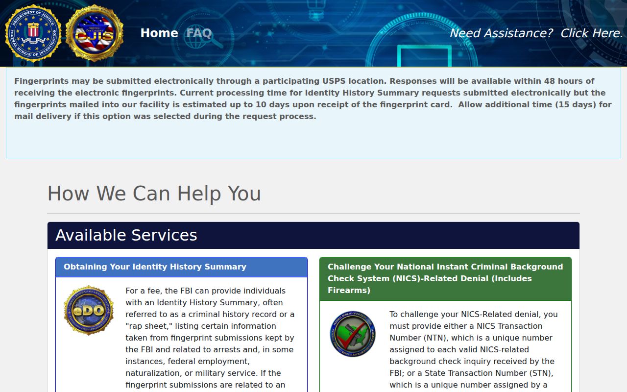 Floyd County record research distinction shown by the FBI self-record request portal