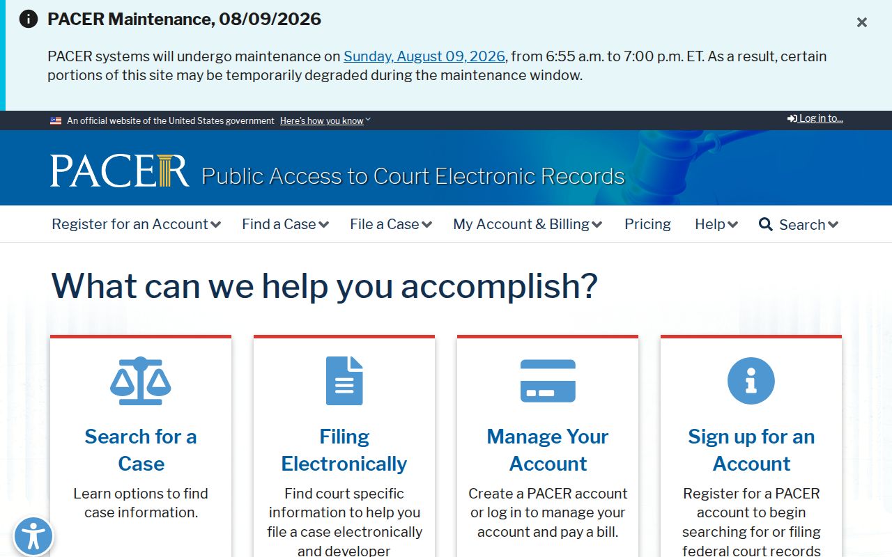 Floydada criminal record research through the PACER federal case search