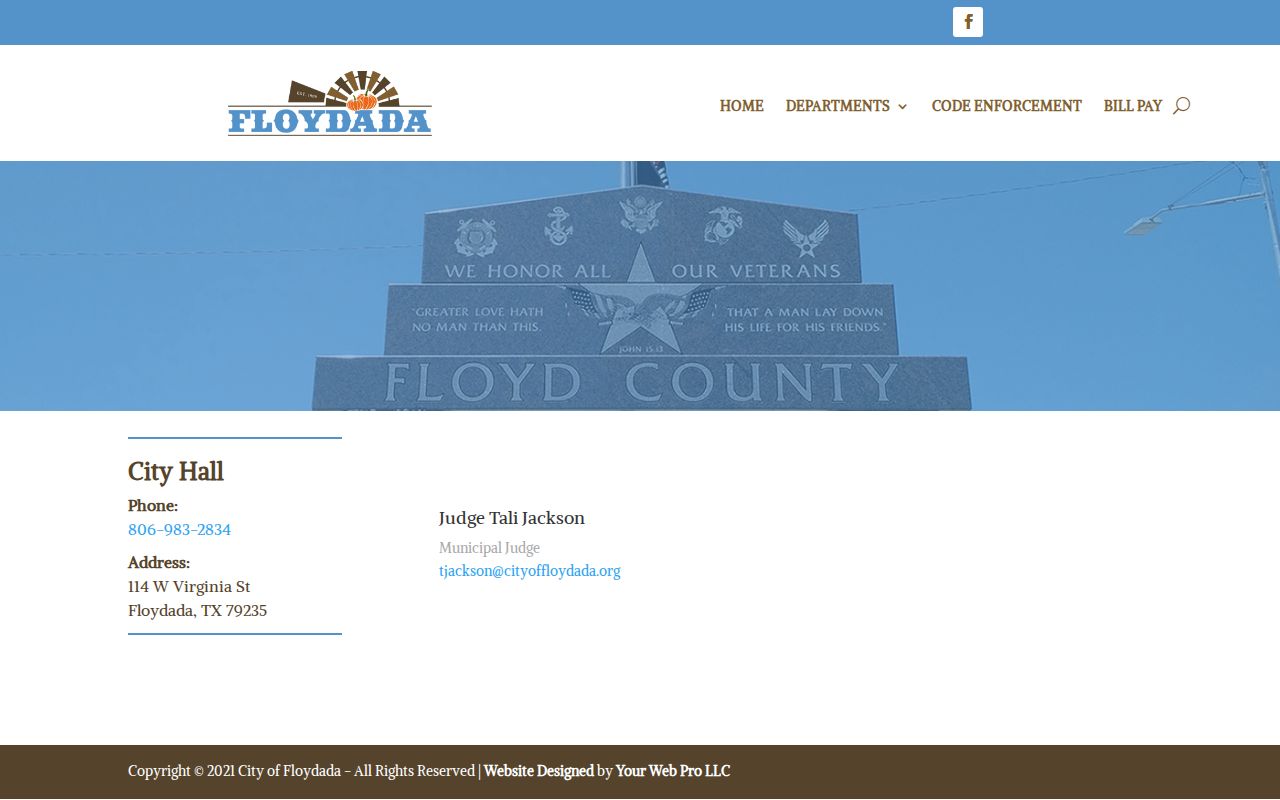 Floydada criminal record contact page for Municipal Court