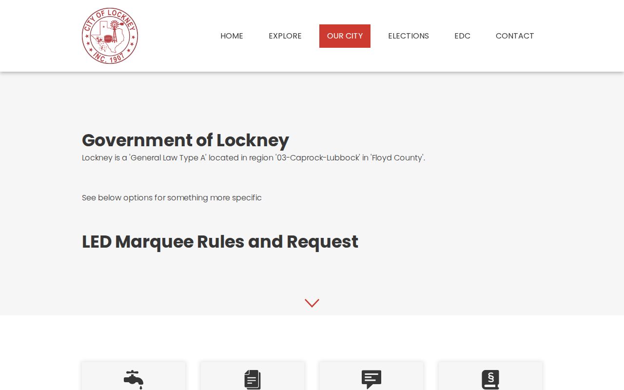 Lockney criminal record contact page with City Hall hours